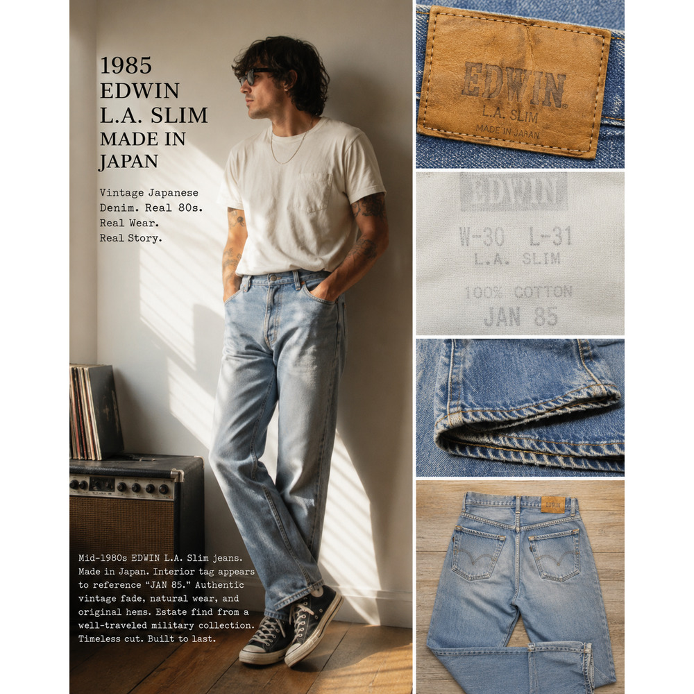 Indie Edwin Vintage 1985 Grunge Natural Distressed  Mens 30/34 Gorpcore Jeans